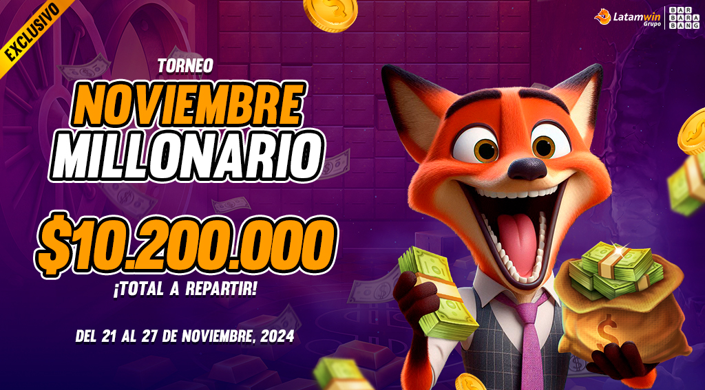 TORNEO EXCLUSIVO NOVIEMBRE MILLONARIO BARBARA BANG