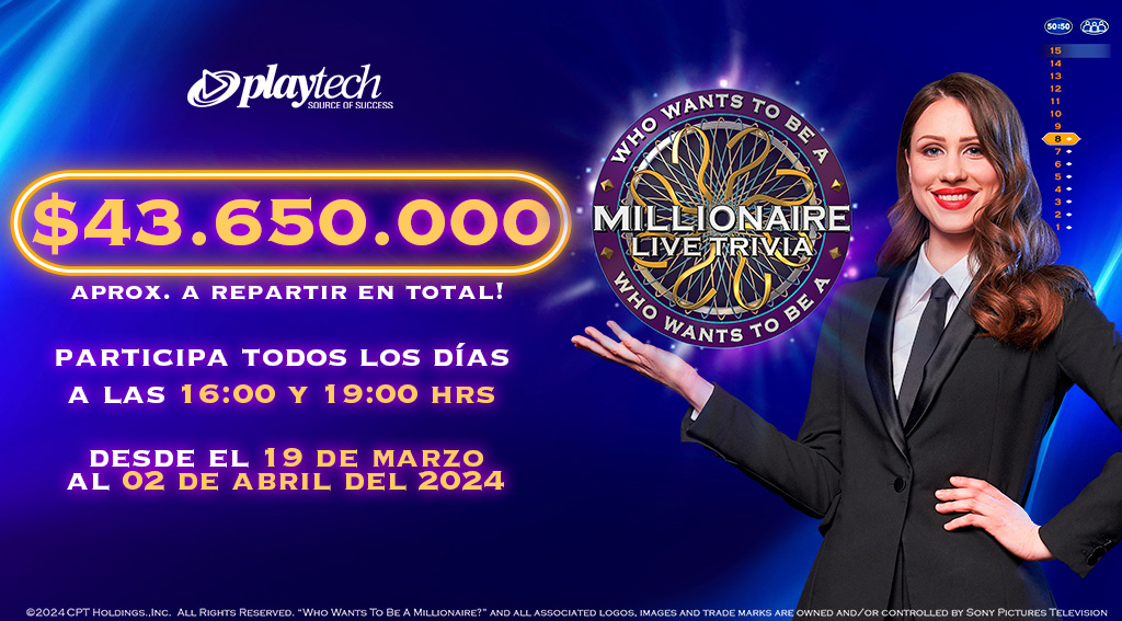 WHO WANTS TO BE A MILLIONAIRE LIVE TRIVIA  PLAYTECH